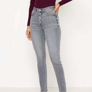 Style & Co Women's Light Gray Denim Button Up Skinny Jeans Size 14